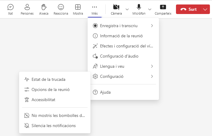 Captura de pantalla Microsoft Teams Configuració Accessibilitat