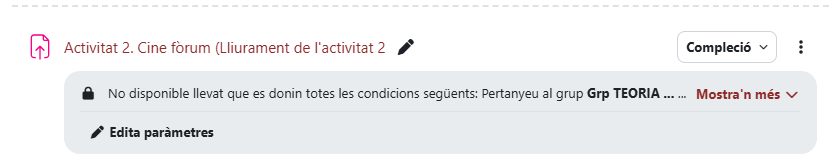 Captura de pantalla Restriccions d'accés