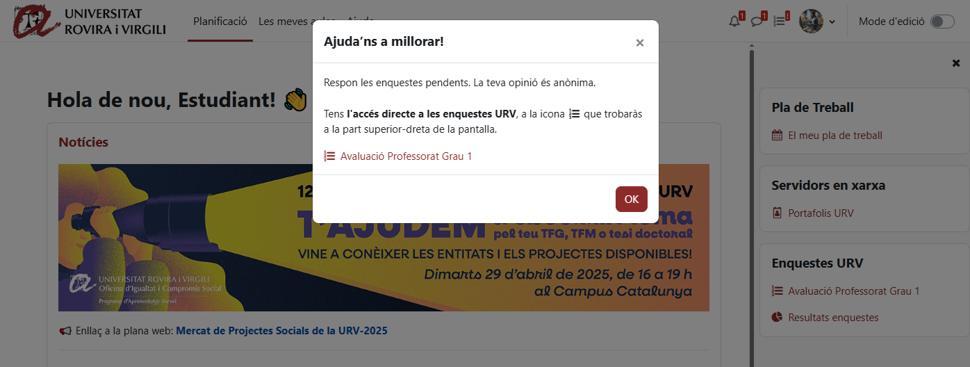 Vista popup estudiant