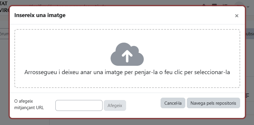 Captura de pantalla Millora la interfície per a incorporar imatges al contingut