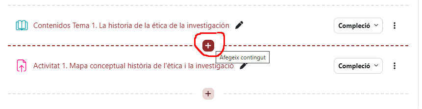 Captura de pantalla Creació ràpida de contingut