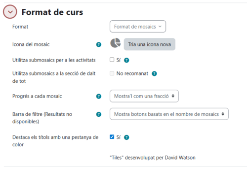 Personalitzar format de mosaics