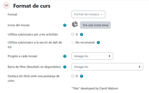 Personalitzar format de mosaics