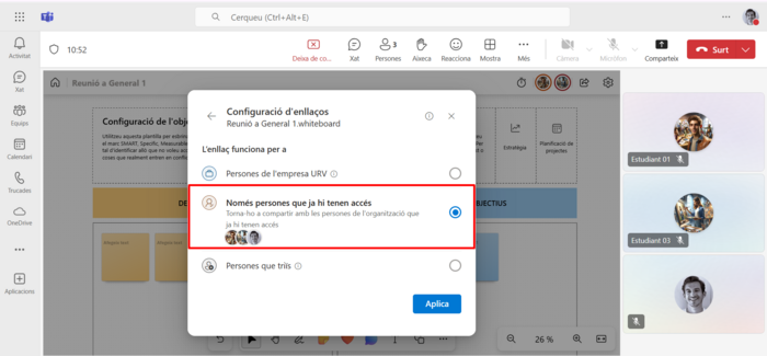 captura de pantalla finestra Configuració d’enllaços.