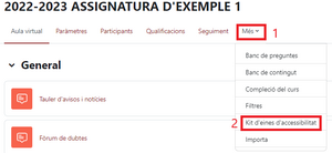 M4. Captura de pantalla mostra els passos per activar el Kit de Revisió de l'Accessibilitat de Brickfield.